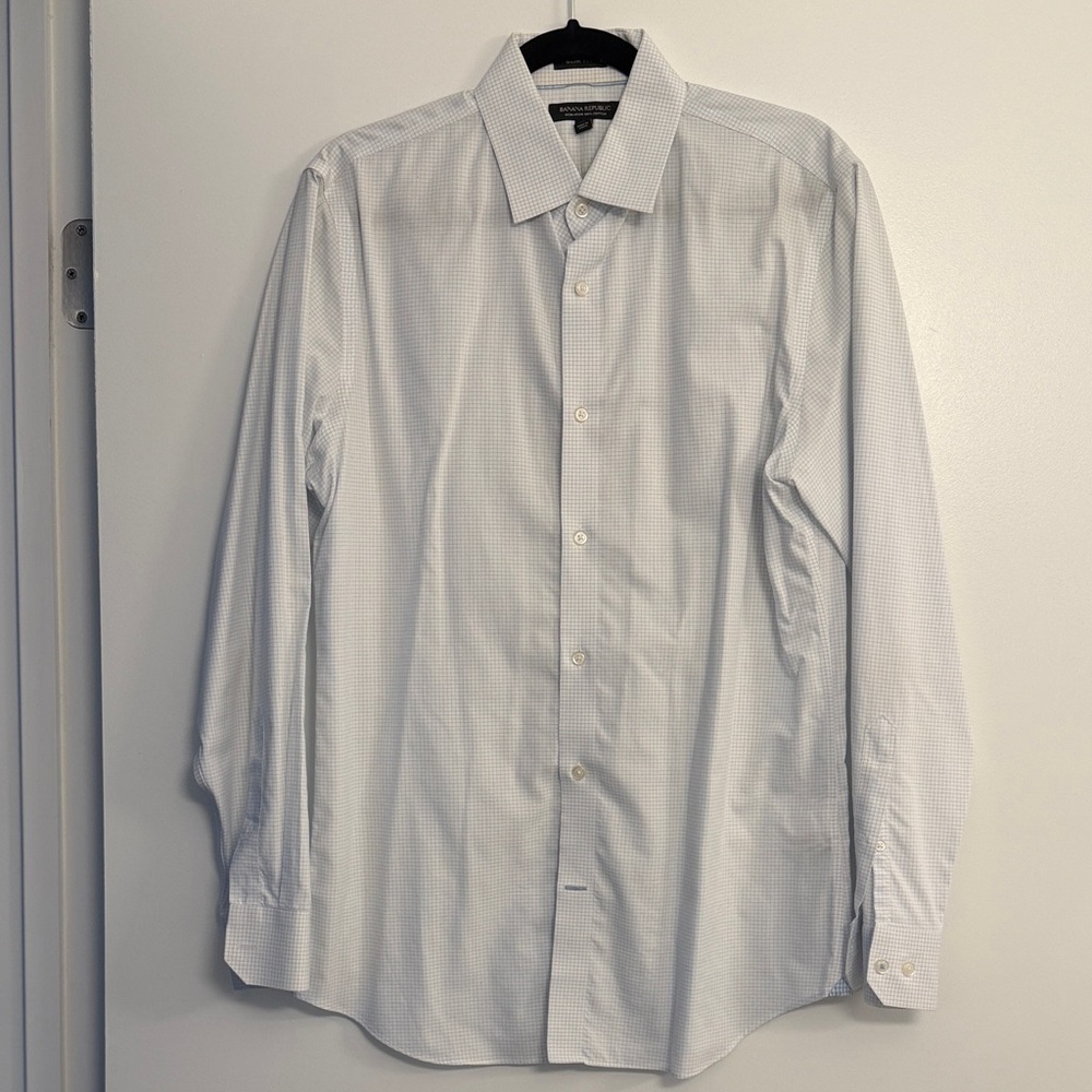 Men's White and blue Dress Shirt